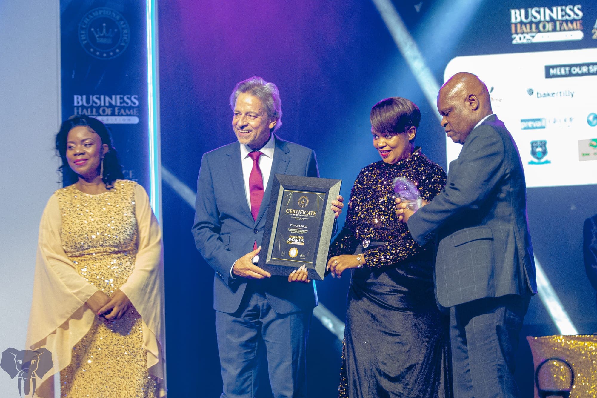 Prevail Group receiving Business Hall of Fame award